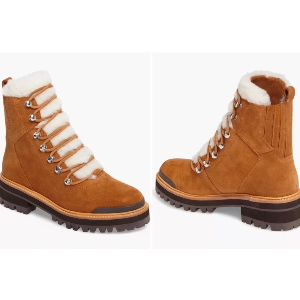 MARC FISHER LTD -‎ SIZE: 8 - Izzie Shearling Suede Lug Sole Winter Boots-NEW!